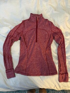 Lululemon Red Heathered Run Briskly 1/2 Zip